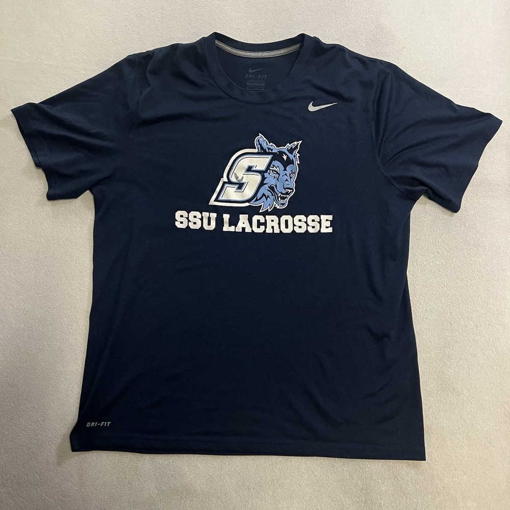 Sonoma State Seawolves Lacrosse Nike Dri Fit T-Shirt Men's Size XL Blue NCAA